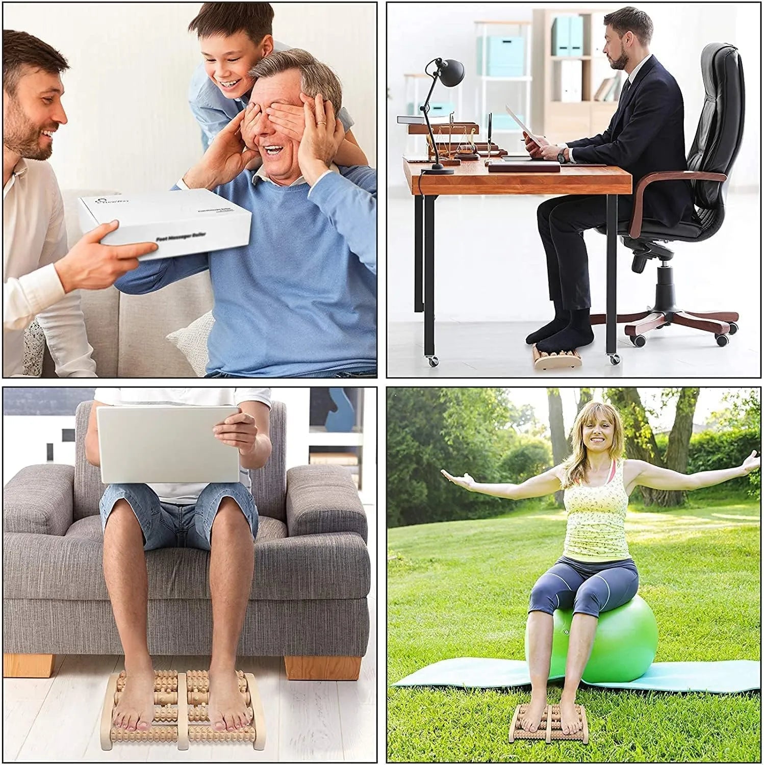 Wooden Dual Foot Massage Roller – Relaxation & Daily Comfort